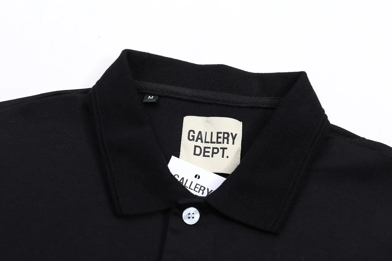 p116 649#Gallery Dept New classic basic style letter LOGO basic slogan Polo short-sleeved T-shirt double yarn pure cotton short Tee black navy blue S～XL